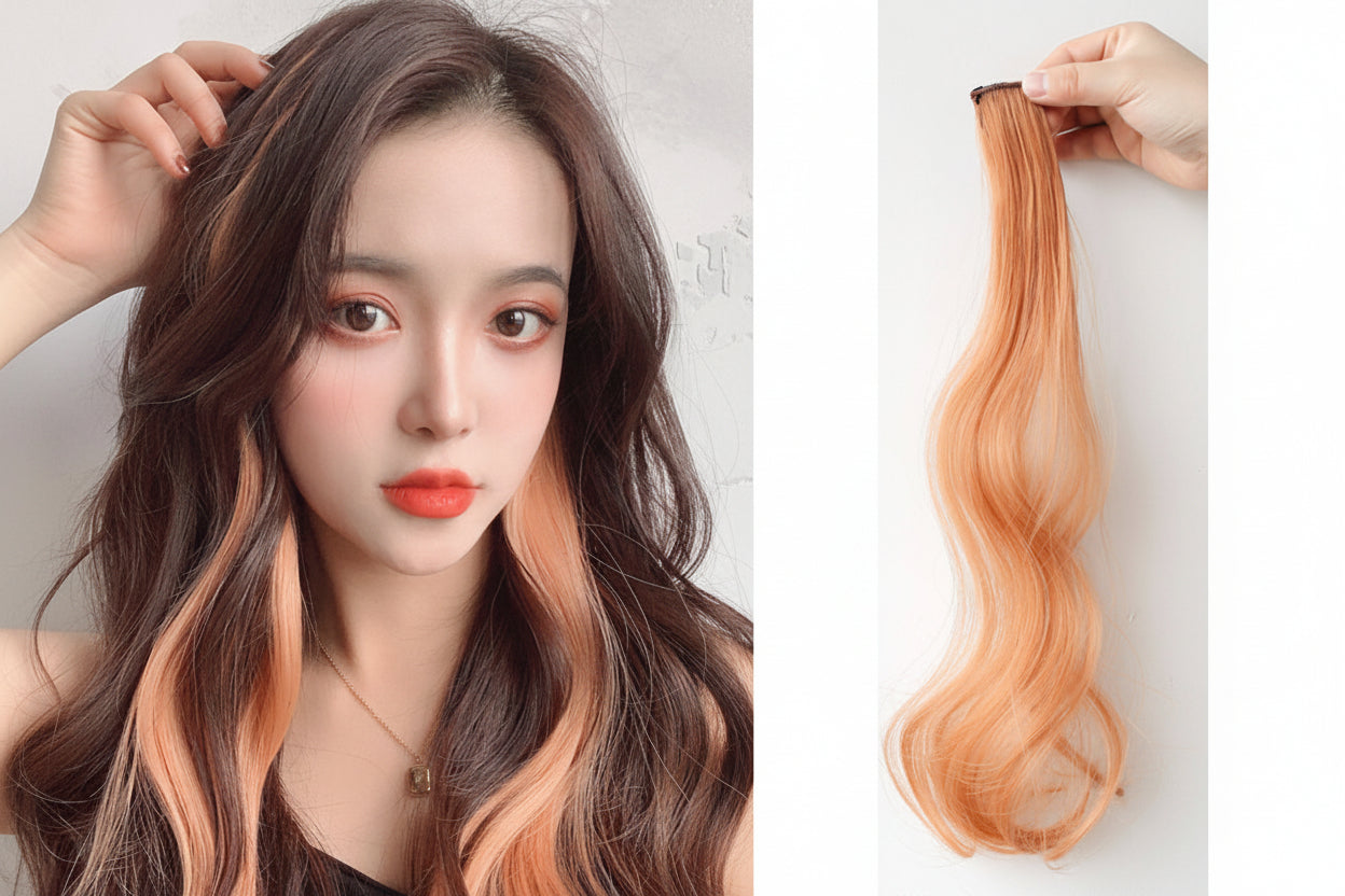 Curly Hair Hanging Ears – Long Highlighted Hair Extension Wig