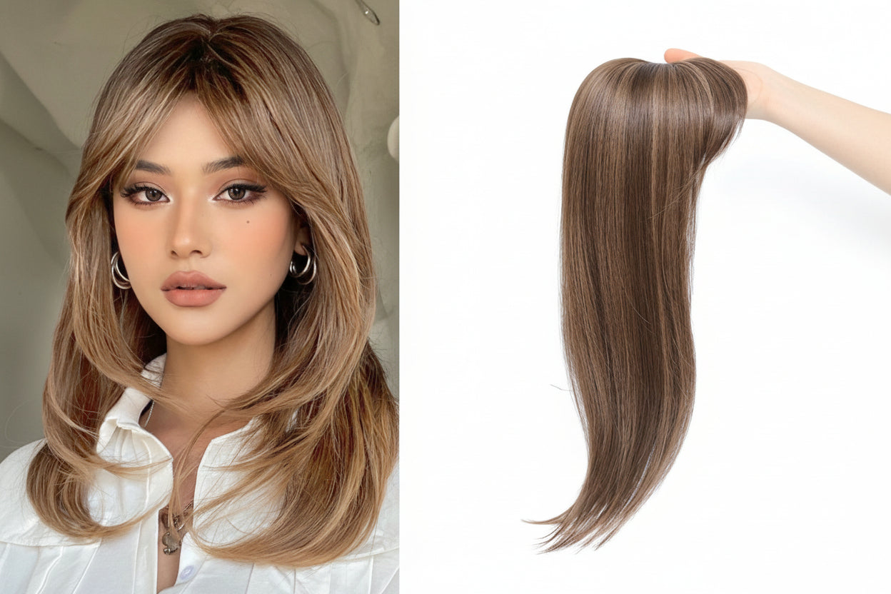 Women’s Inner Buckle Hairpiece – Synthetic Clip-In Hair Extension, Natural Volume & Coverage