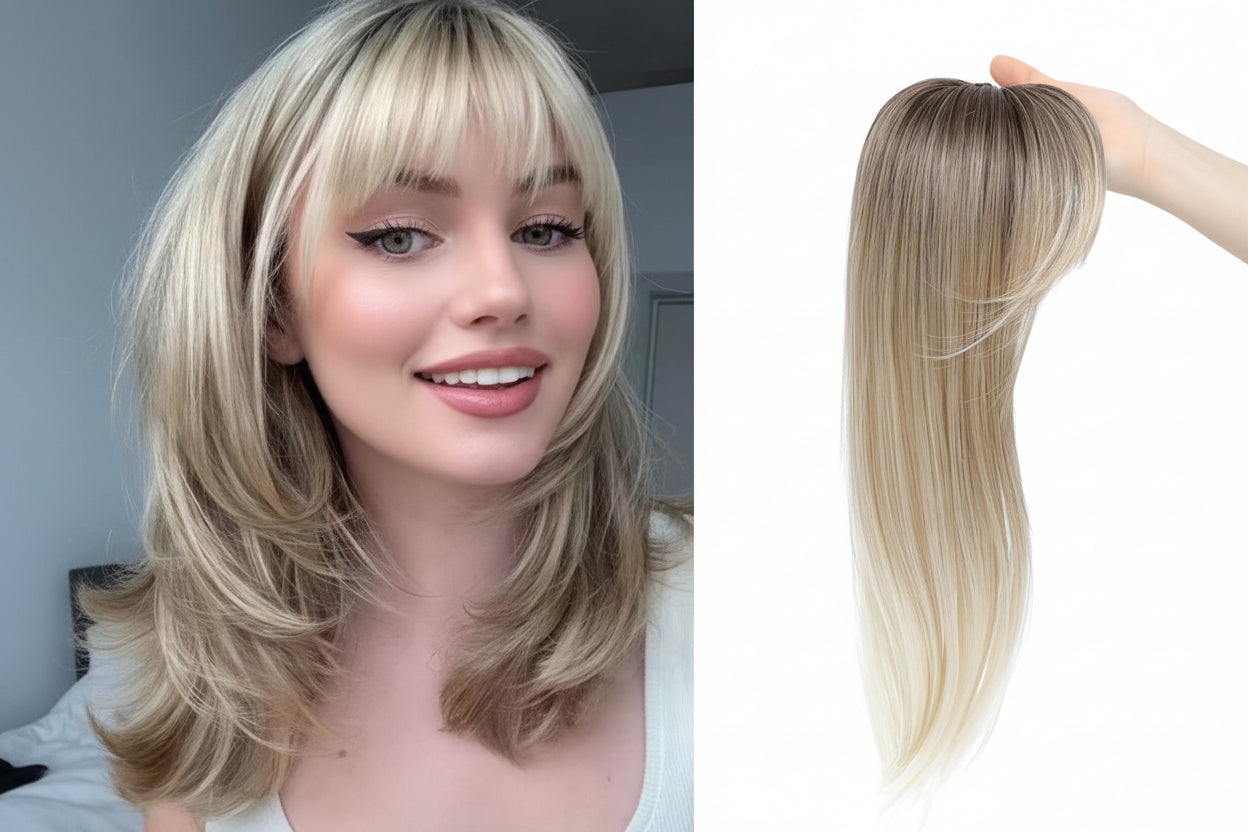 Women’s Inner Buckle Hairpiece – Synthetic Clip-In Hair Extension, Natural Volume & Coverage