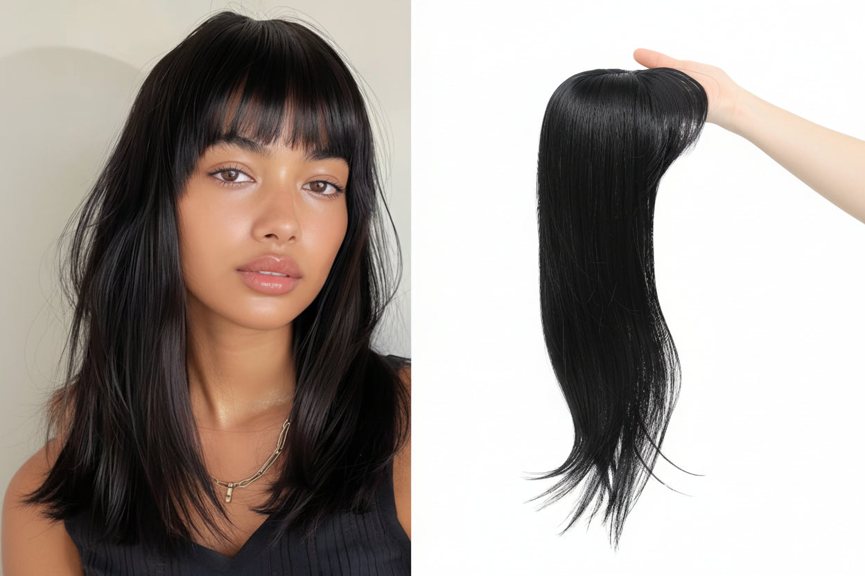 Women’s Inner Buckle Hairpiece – Synthetic Clip-In Hair Extension, Natural Volume & Coverage